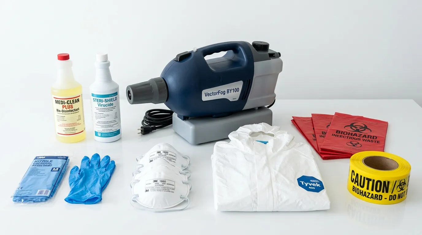 Professional biohazard remediation crew working in New Castle