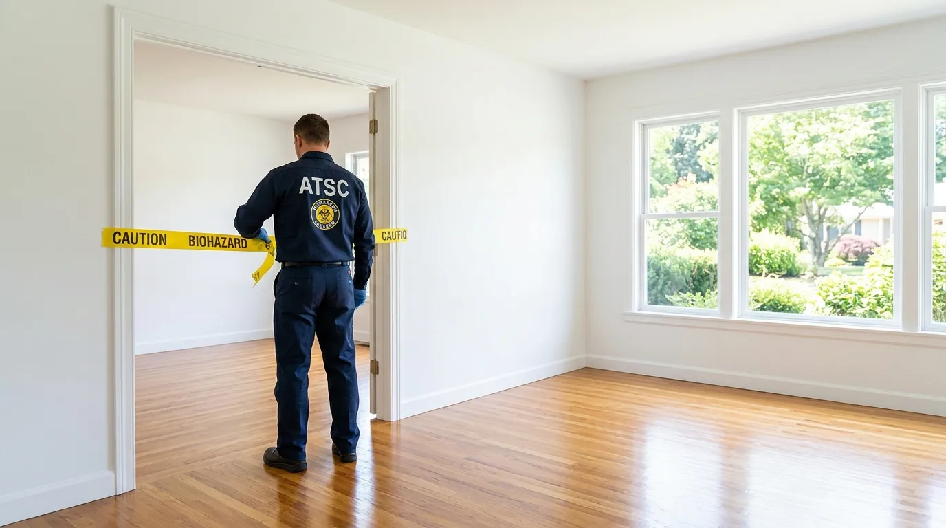 Certified biohazard cleanup crew performing Decomposition Cleanup in New Castle